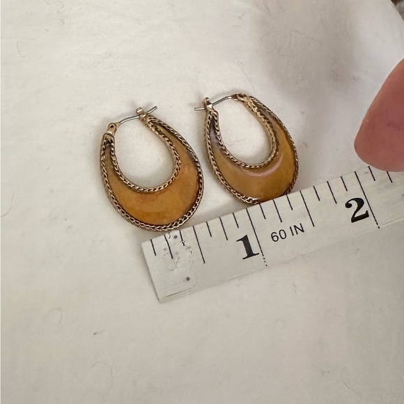 MONET VINTAGE GOLD TONE PIERCED HOOP EARRINGS - Picture 6 of 6